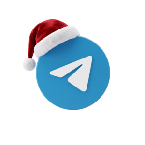 Telegram 3D Icon with Santa Hat Isolated