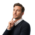 Thoughtful Businessman Touching Chin Isolated