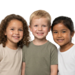 Three Diverse Children Smiling Friendship Group Transparent Background