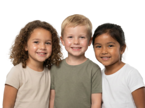 Three Diverse Children Smiling Friendship Group Transparent Background