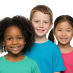 Three Diverse Smiling Children Group Friendship Portrait Transparent Background