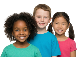 Three Diverse Smiling Children Group Friendship Portrait Transparent Background