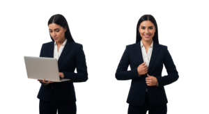 Two Professional Businesswomen Collaborating and Working on Laptop