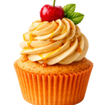 Vanilla Cupcake Dessert with Cherry on Top Transparent Background
