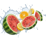 Watermelon and Citrus Fruits Water Splash Transparent Background