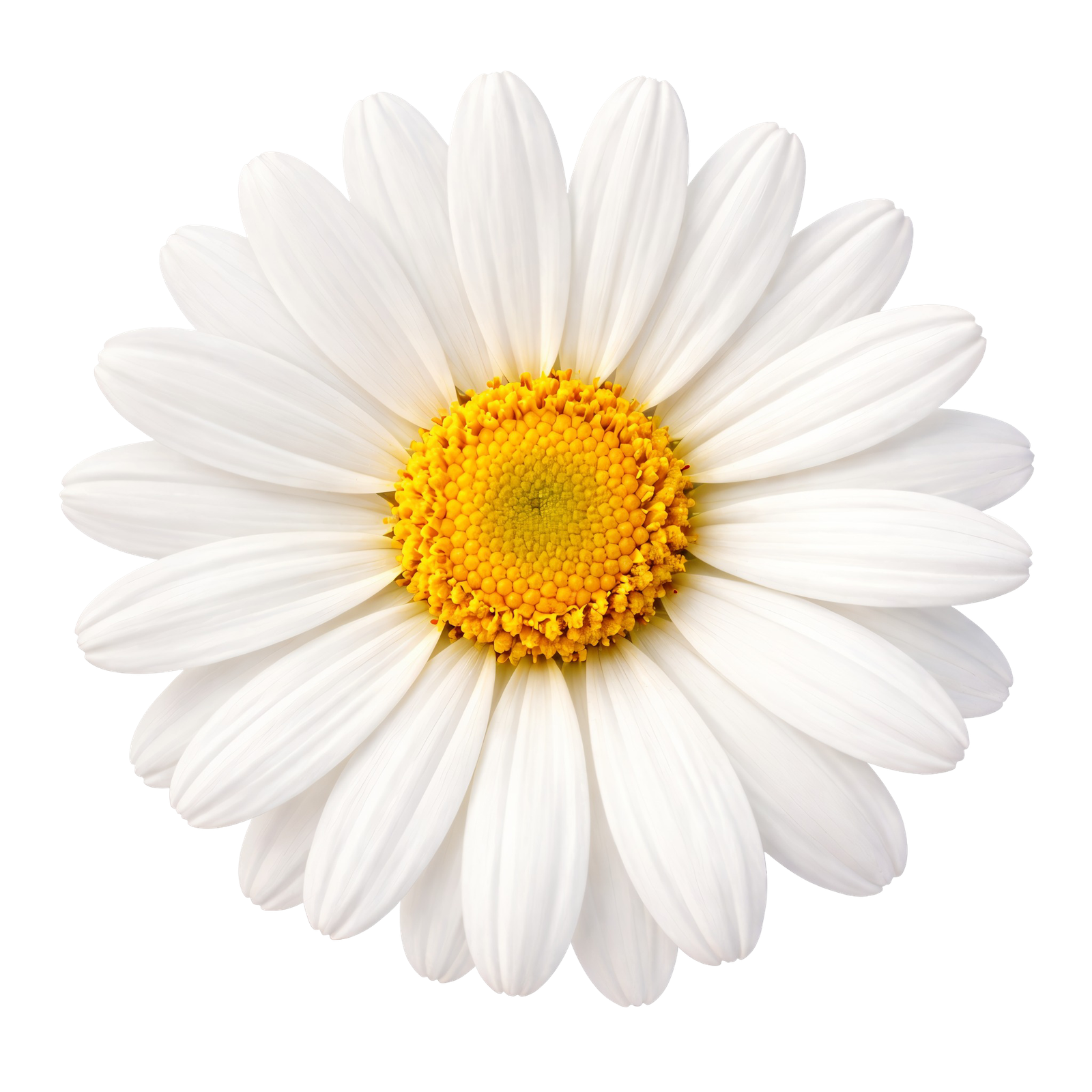 White Chamomile Daisy Flower Blossom Head Top View Transparent Background