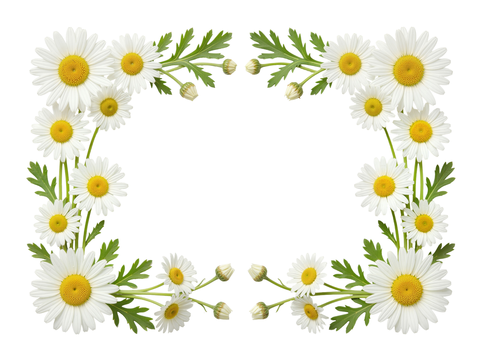 White Daisy Flower Frame Border