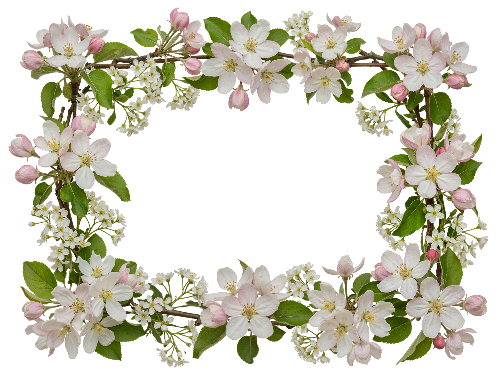 White Flower Frame Border Wreath Transparent Background