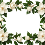 White Gardenia Flower Frame Border