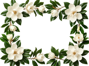 White Gardenia Flower Frame Border