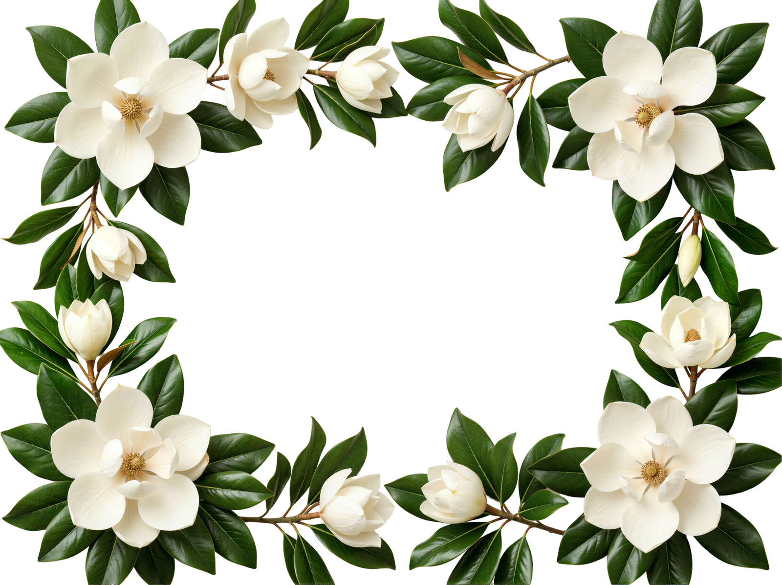 White Gardenia Flower Frame Border