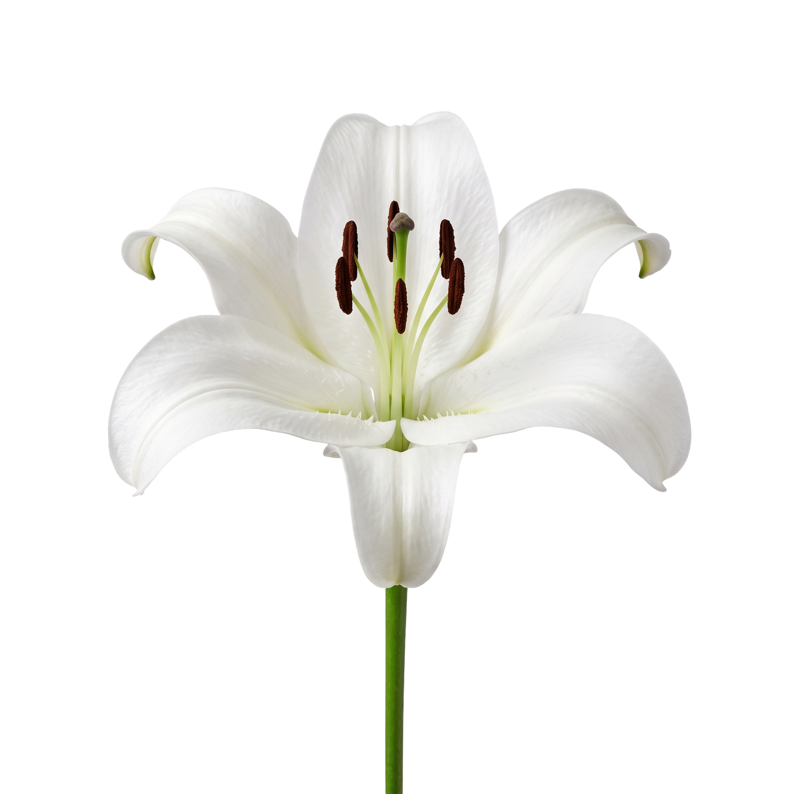 White Lily Flower Bloom Isolated on Transparent Background