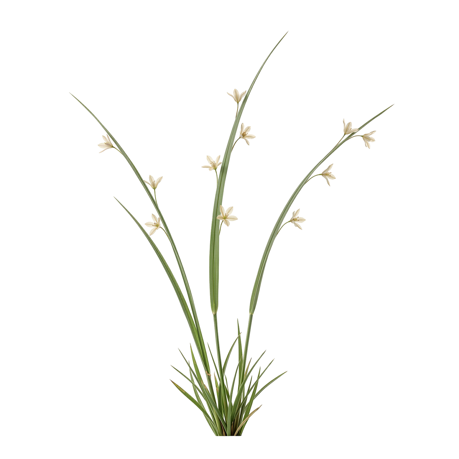 Wild Grass Stems with Small Flower Buds Transparent Background