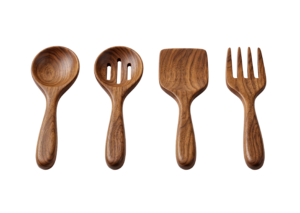 Wooden Cooking Spoons Utensils Set Isolated