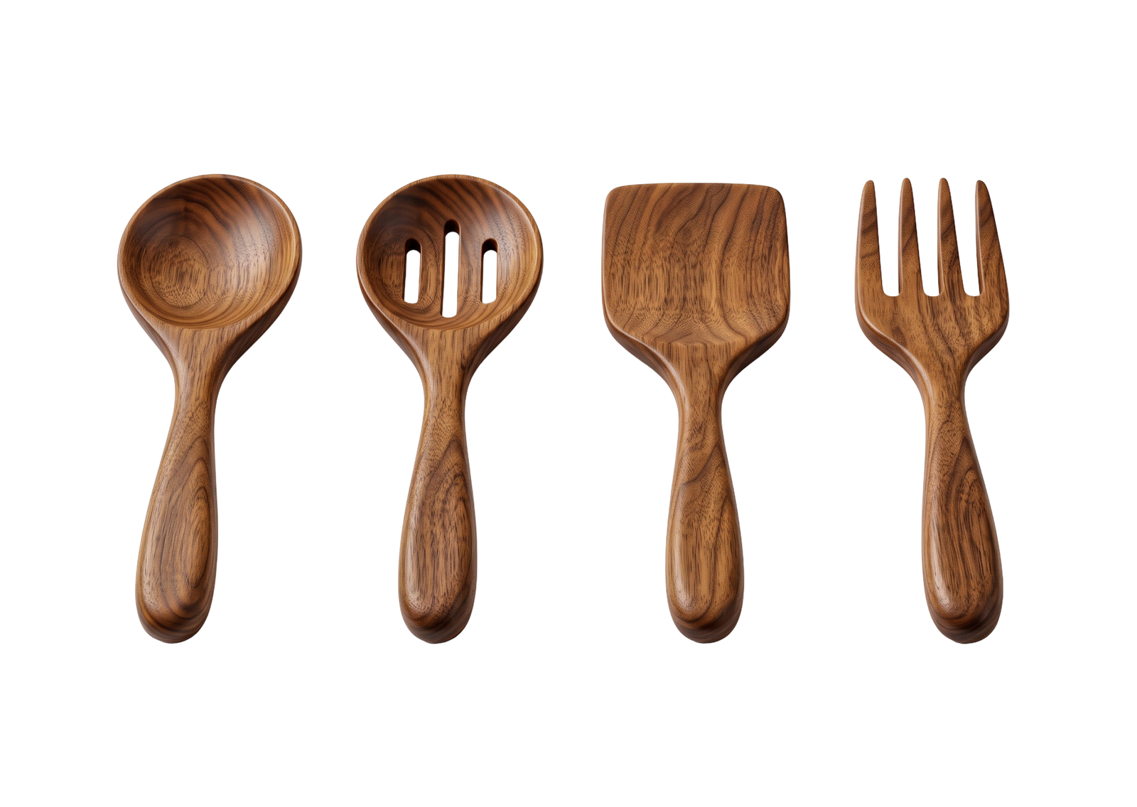 Wooden Cooking Spoons Utensils Set Isolated