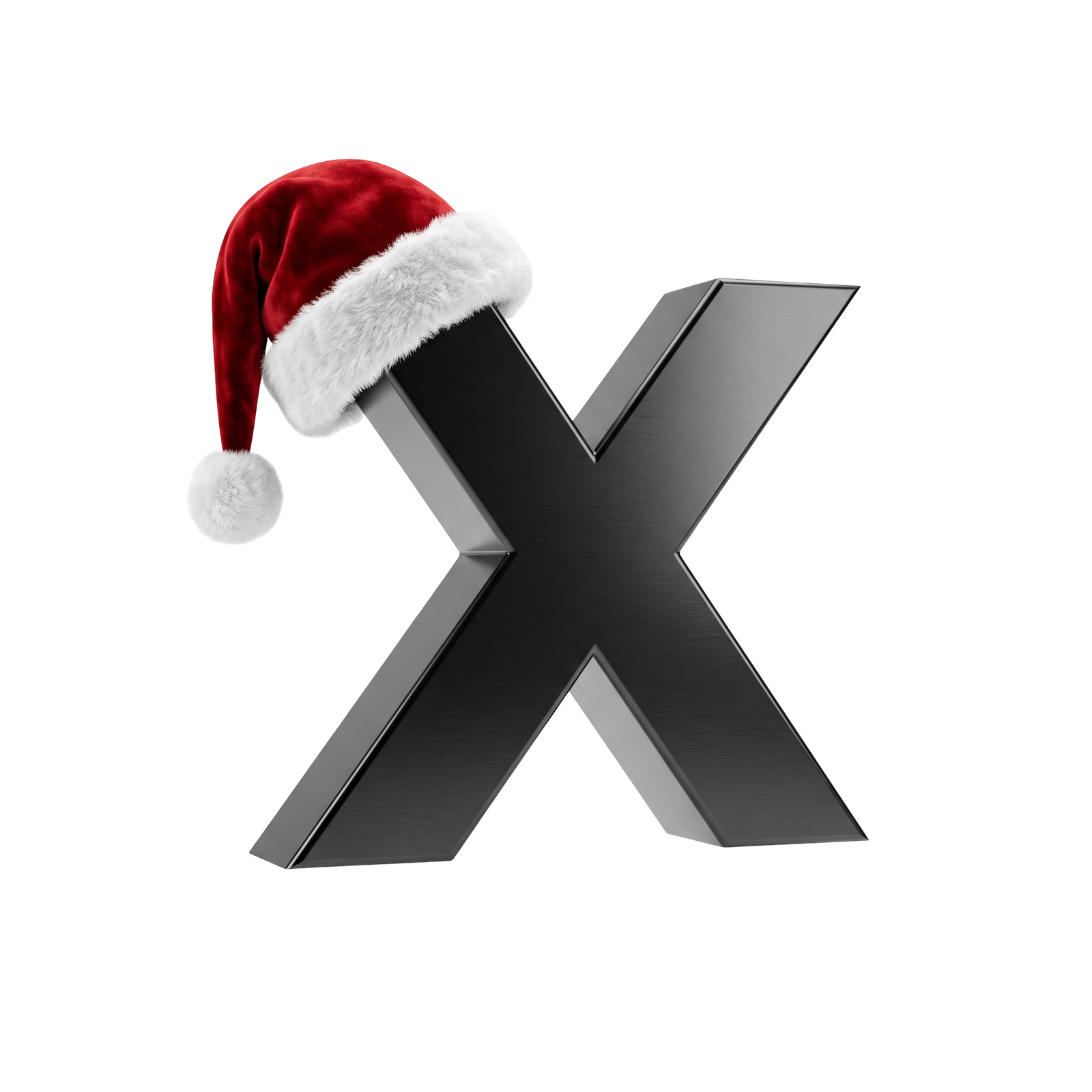 X Twitter 3D Icon with Santa Hat Isolated