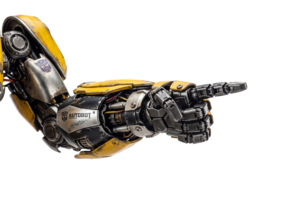 Yellow Robotic Arm Pointing Hand Isolated