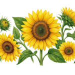 Yellow Sunflower Border Header Banner Transparent Background