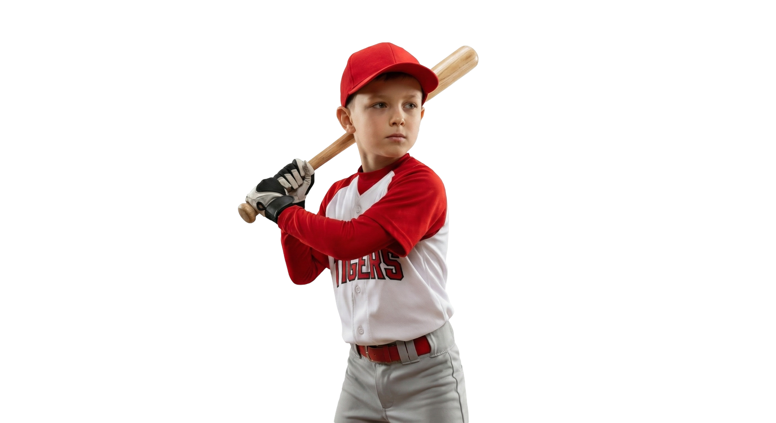 Young Boy Baseball Player Holding Bat Ready to Hit