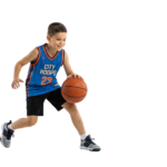 Young Boy Basketball Player Dribbling Ball Action