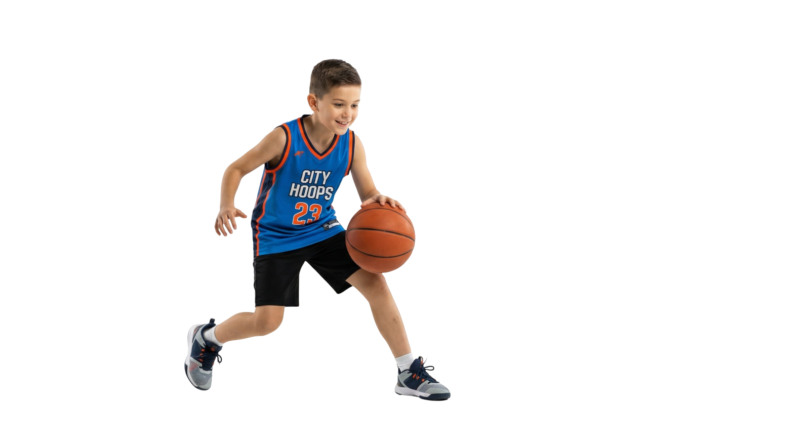 Young Boy Basketball Player Dribbling Ball Action