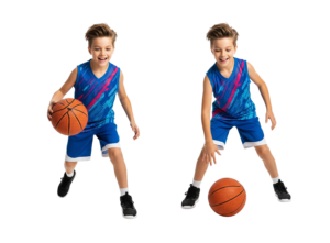 Young Boy Dribbling Basketball Sport Activity Action Sequence