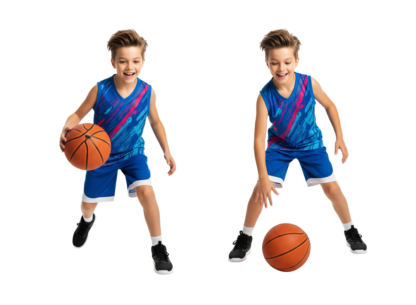 Young Boy Dribbling Basketball Sport Activity Action Sequence