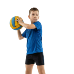Young Boy Holding Volleyball Ready to Throw Sport Training