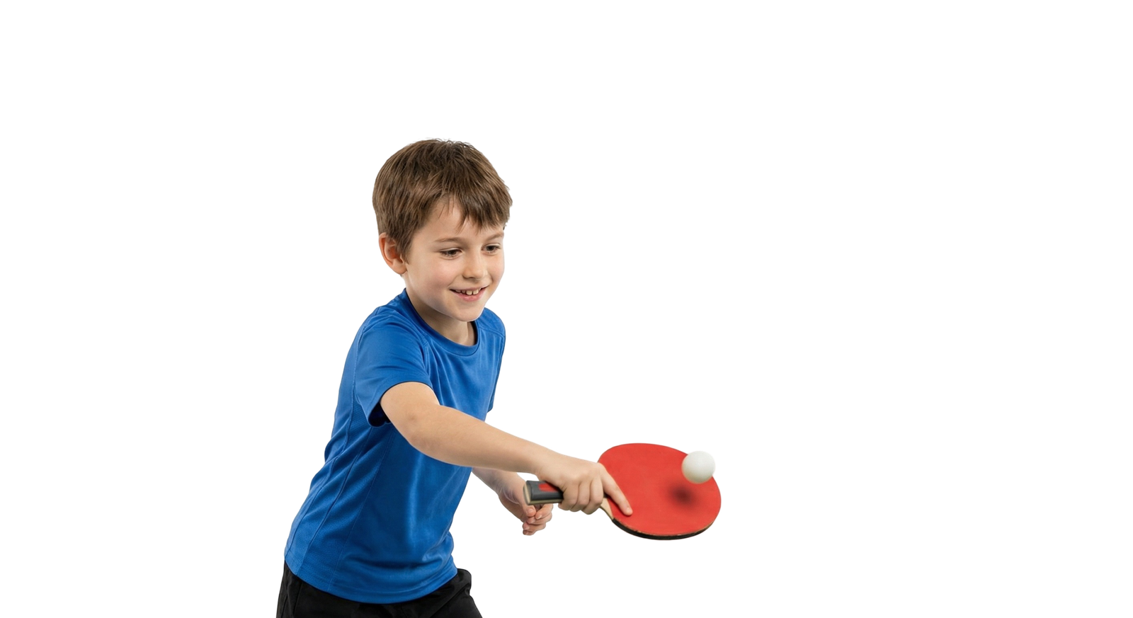 Young Boy Playing Table Tennis Hitting Ping Pong Ball