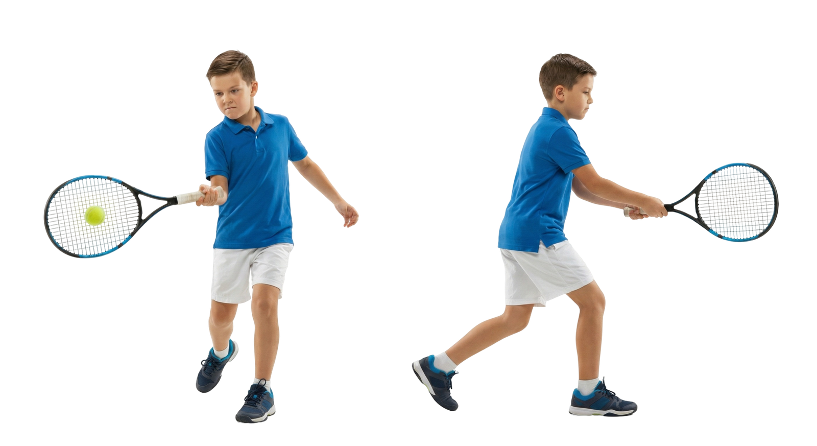 Young Boy Playing Tennis Hitting Tennis Ball Sequence