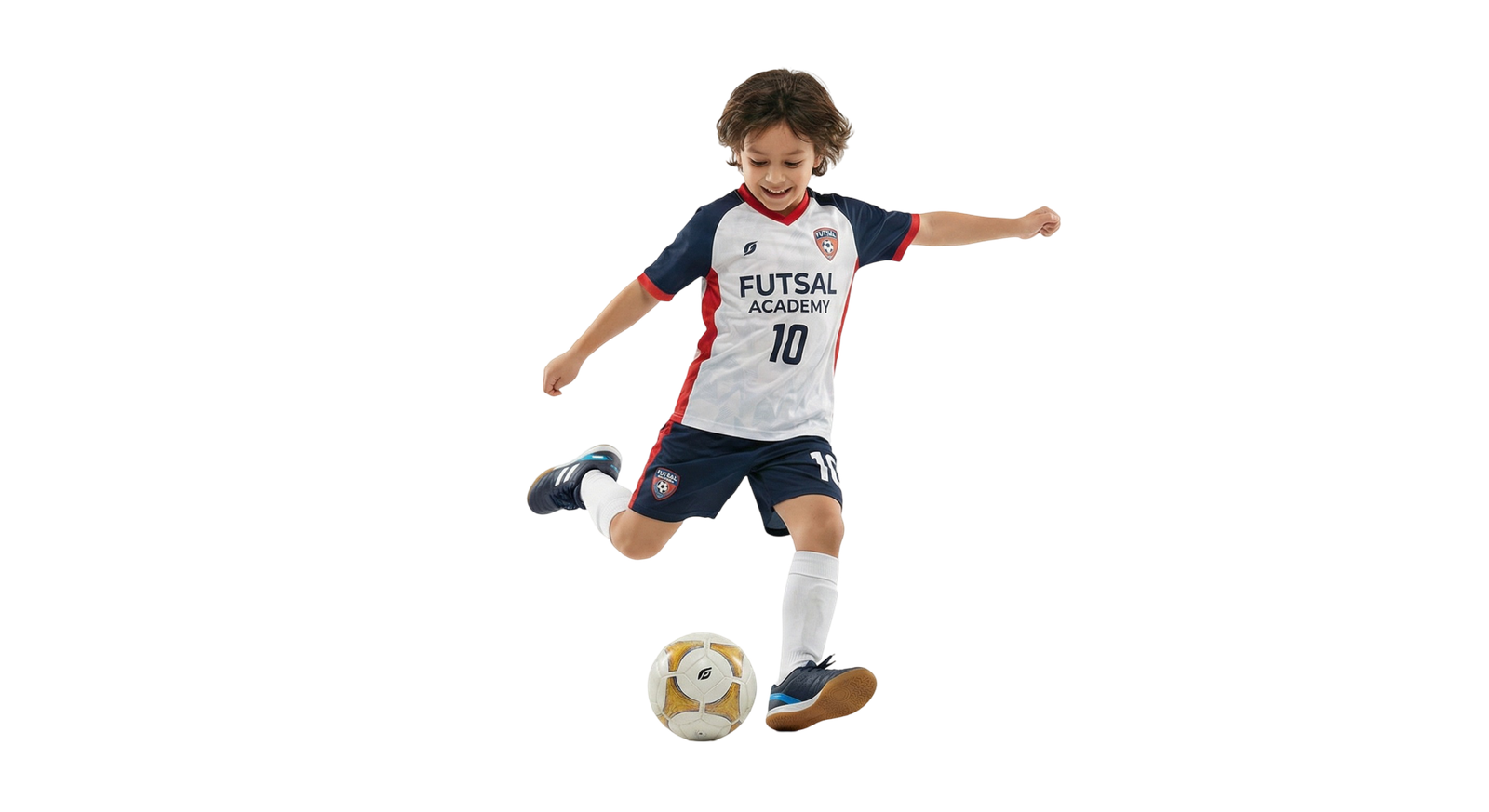 Young Soccer Player Boy Running to Kick Ball Action