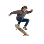 teenager Skateboarding Jump Trick Isolated
